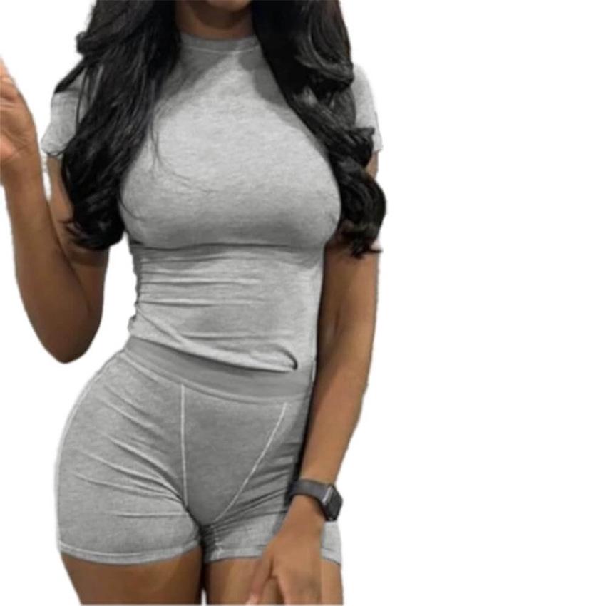 

Women s Slim-Fit Round Neck T-Shirt & High-Waisted Pants Set - Street Style Small