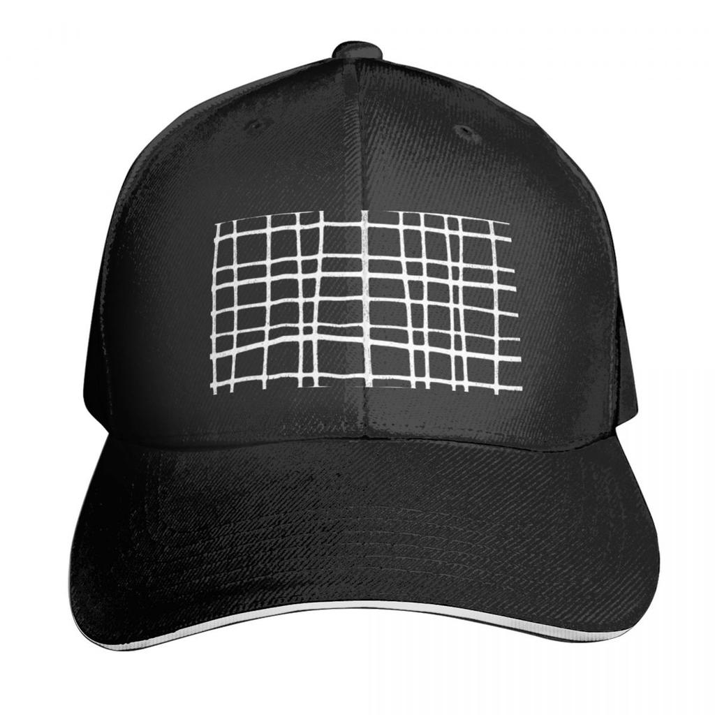 White Grid A Baseball Caps Hat