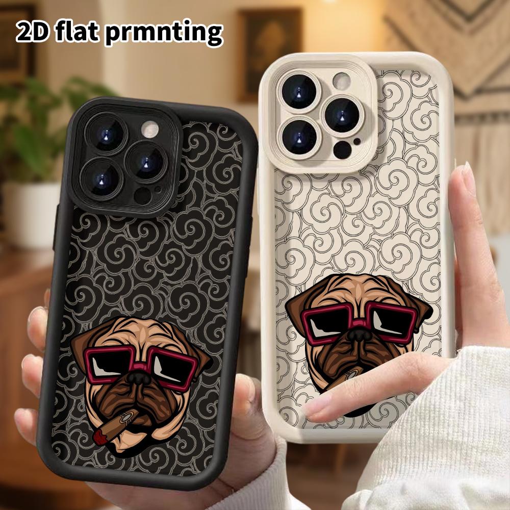 Phone Case: 2D Flat Design Suitable for iPhone 18 17 16 15 14 13 Pro Tiered Protective Case, Red Frame Sunglasses, Christmas and Halloween Gifts