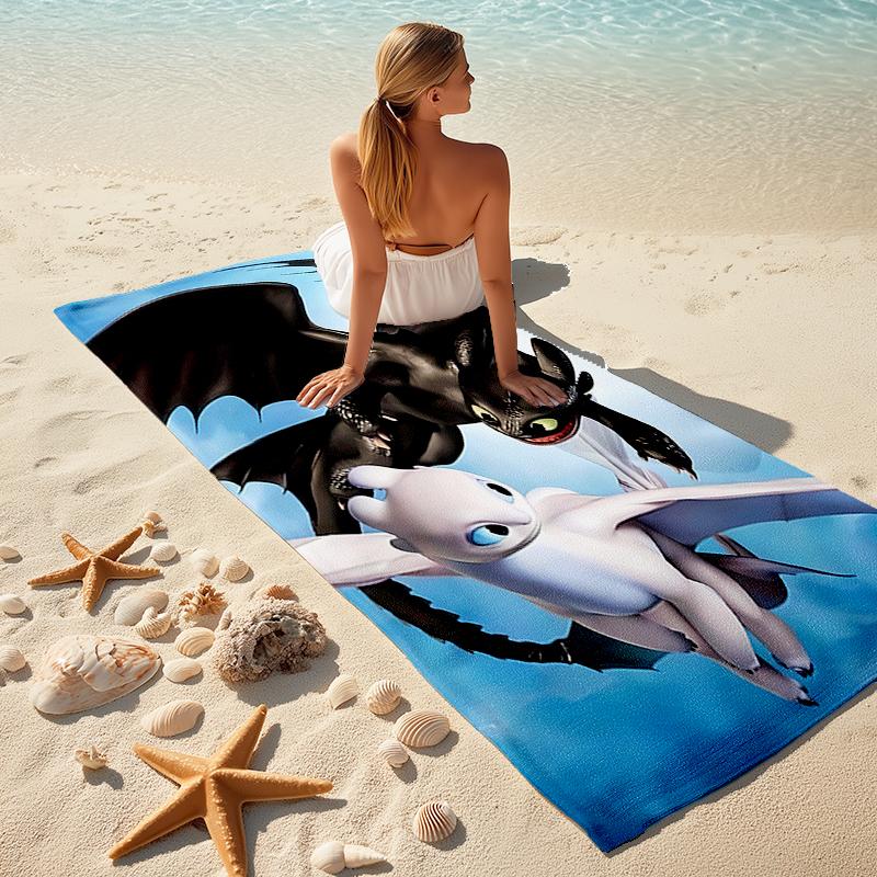 1pc Toothless1 Beach Towel, Comfortable and Thick, and Swimming/Bath/Picnic/Camping Towel, Suitable for Seaside Beaches