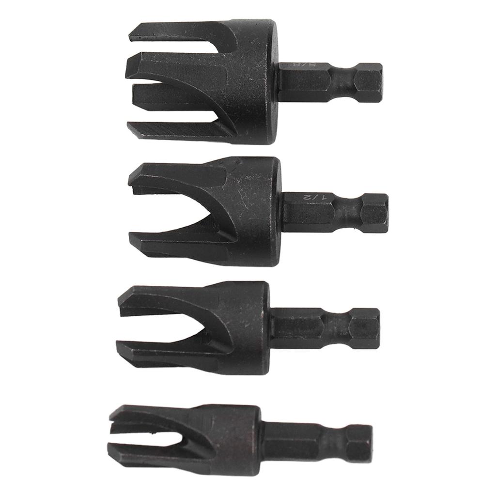 4 Stück Holzstopfenbohrer-Set Kohlenstoffstahl 1/4 Zoll Sechskantschaft Krallentyp Holzstopfenschneider-Set 1/4 Zoll