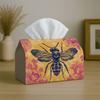 1pc Vintage Botanical Artistic Tissue Box with Bee Floral Illustration-Fabric Napkin Storage Organizer for Kitchen,,Elegant Decorative Box,Purpose for