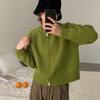 Double Zipper Short Orange Sweater Jacket Women's Autumn and Winter New Thickened Knitted Jacket Slim Short Top