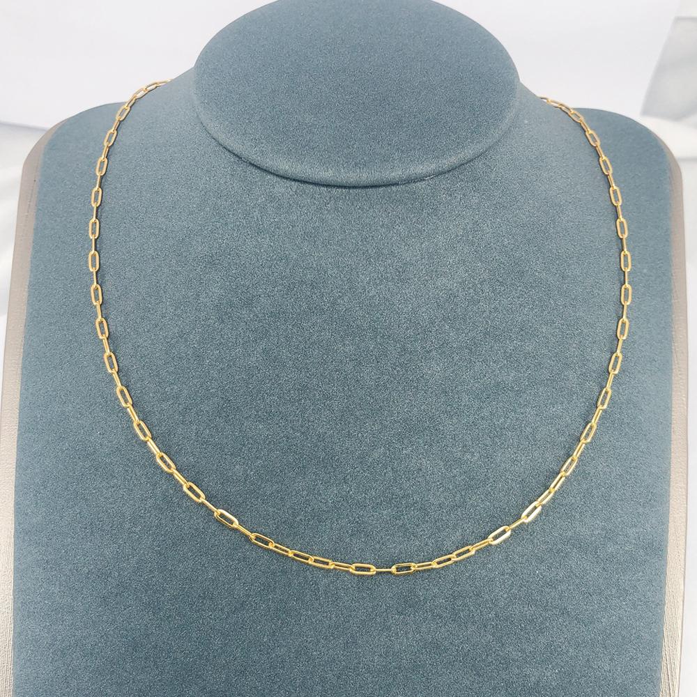 Best Selling Jewelry 925 Sterling Silver Gold Plated Paperclip Link Paper Clip Necklace Chain for 2021 Women