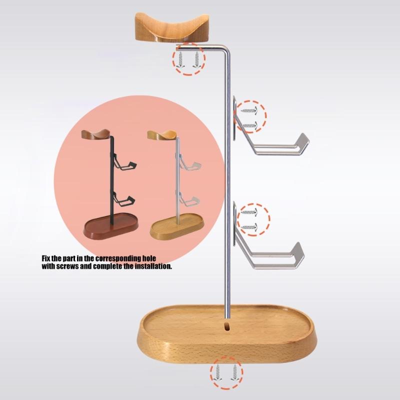 Elegant Wooden Headphone Stand Metal Base eSports Headset Holder For Secure Storage Of Gaming Accessories