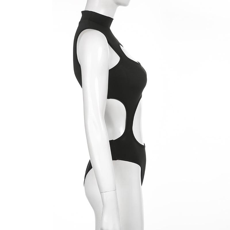 Gothic Techwear Sexy Hollow Out Sleeveless Tank Tops Bodysuit For Women Streetwear Style Backless Playsuit Vest For Women