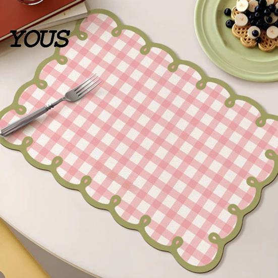 Quick-drying Kitchen Mat Diatomite Plaid Placemat with Wavy Edge, Heat Resistant Non-slip Table Pattern Mat, Absorbent Quick Drying for