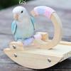 C Shape Bird Swing Stand For Budgies Lovebirds Desktop Play Safe Chewable Wooden Perches With Curved Base