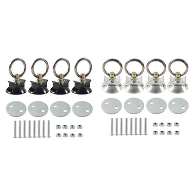 4 Sets Tie Down System Round Tie Down Anchors Point Kit with Round Rings for Truck Beds or Trailer To Tie Down ATV