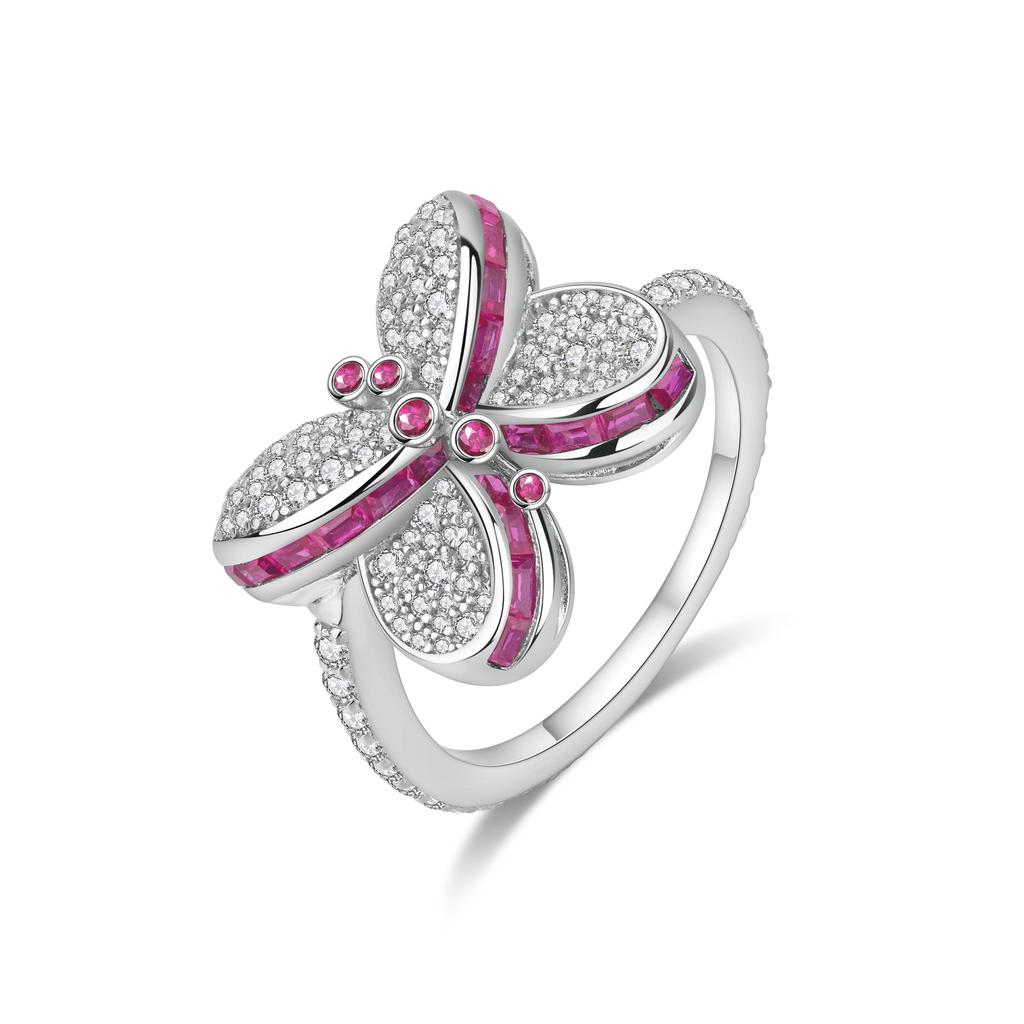 Princess Butterfly Ring Women's Premium Light Luxury Buterfly Butterfly Ring Women's 925 Sterling Silver