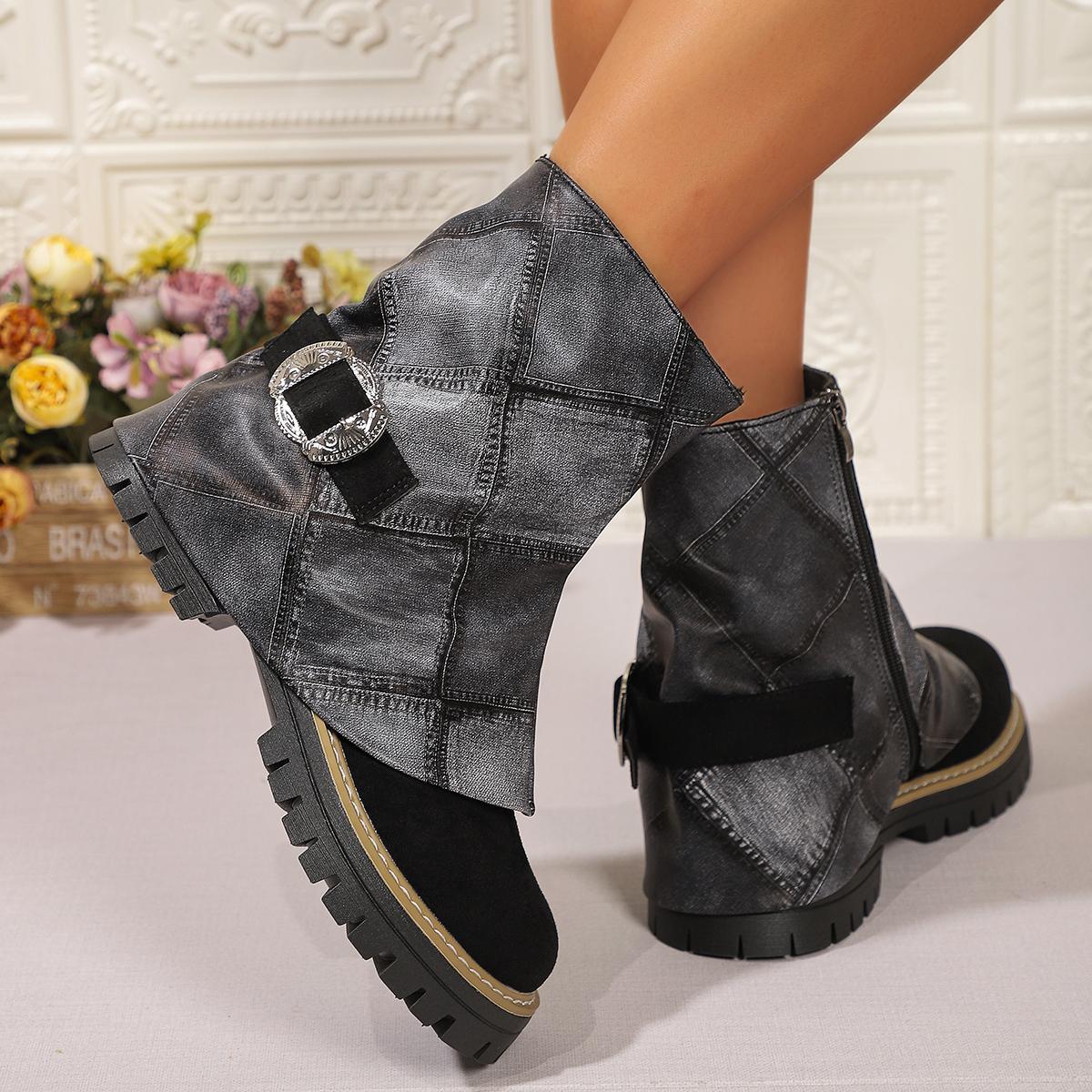 

Модные женские ботильоны на платформе, абсолютно новые туфли на среднем каблуке, женская зимняя обувь 2025 года, модные готические массивные туфли на молнии, челси, ботинки женские 43 чёрный