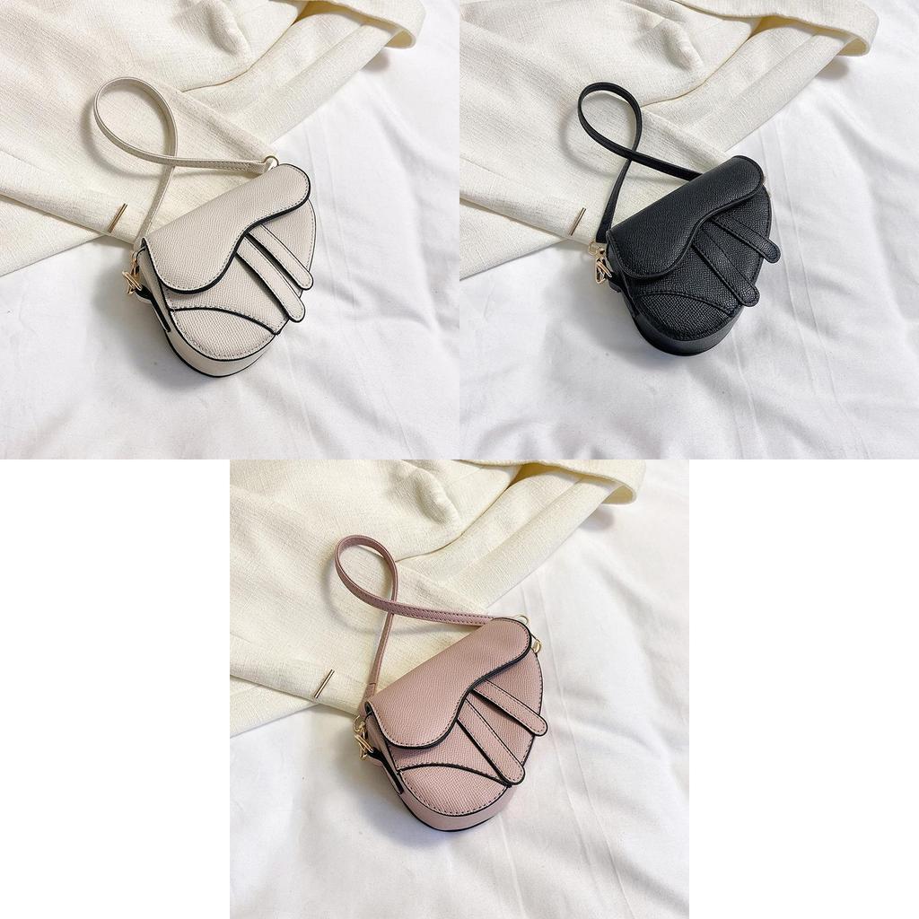 Stylish Cross-border Shoulder Bag 2023 Summer Pure Color Pu Saddle Bag Wholesale