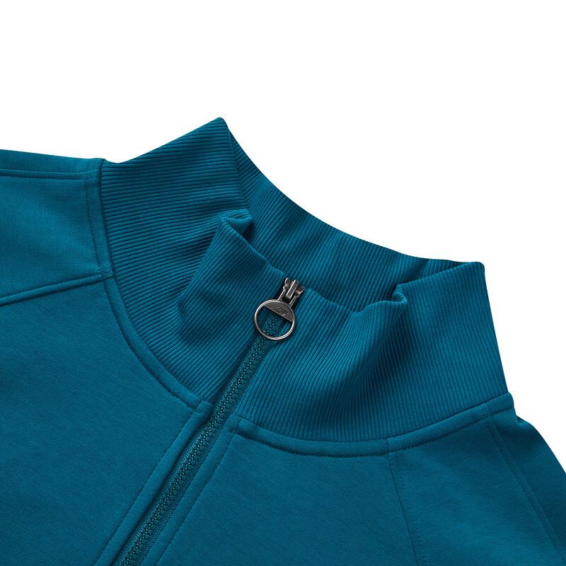 Skechers Solid Color Stand Collar Loose Knit Casual Half Zip Sports Sweatshirt Women sweatshirt Blue-Coral P124W005-01CN