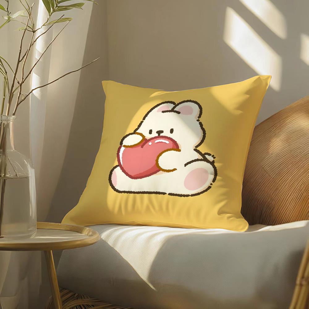 Cute Cartoon Animal Companion Patterns Pillow Case Double-Sided Plush Sofa Cushion Covers Organic Breathable Invisible Zipper