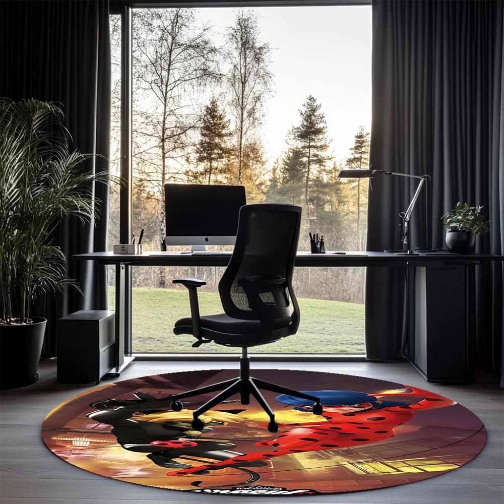 Ladybug Printed Round Rug Carpet Chair Rug Area Rug Entryway Doormats,for Office Chair Living Room Bedroom Kitchen Room.