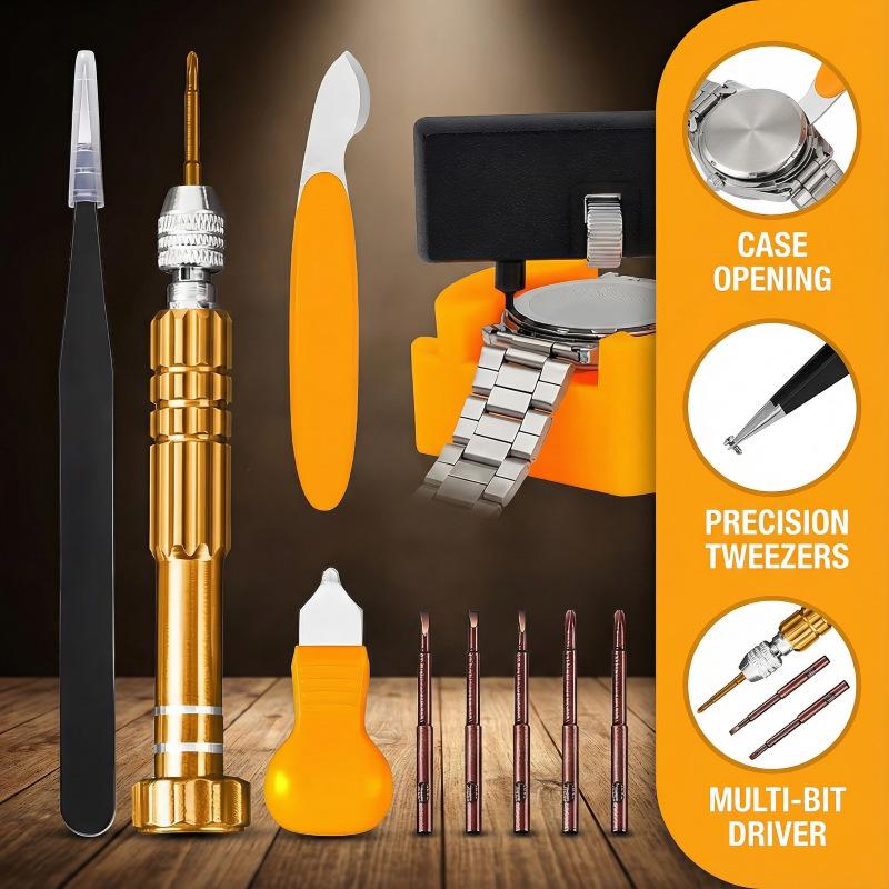 11-Piece Watch Repair Kit: Watch Press, Battery Replacement, and Link Replacement Tools