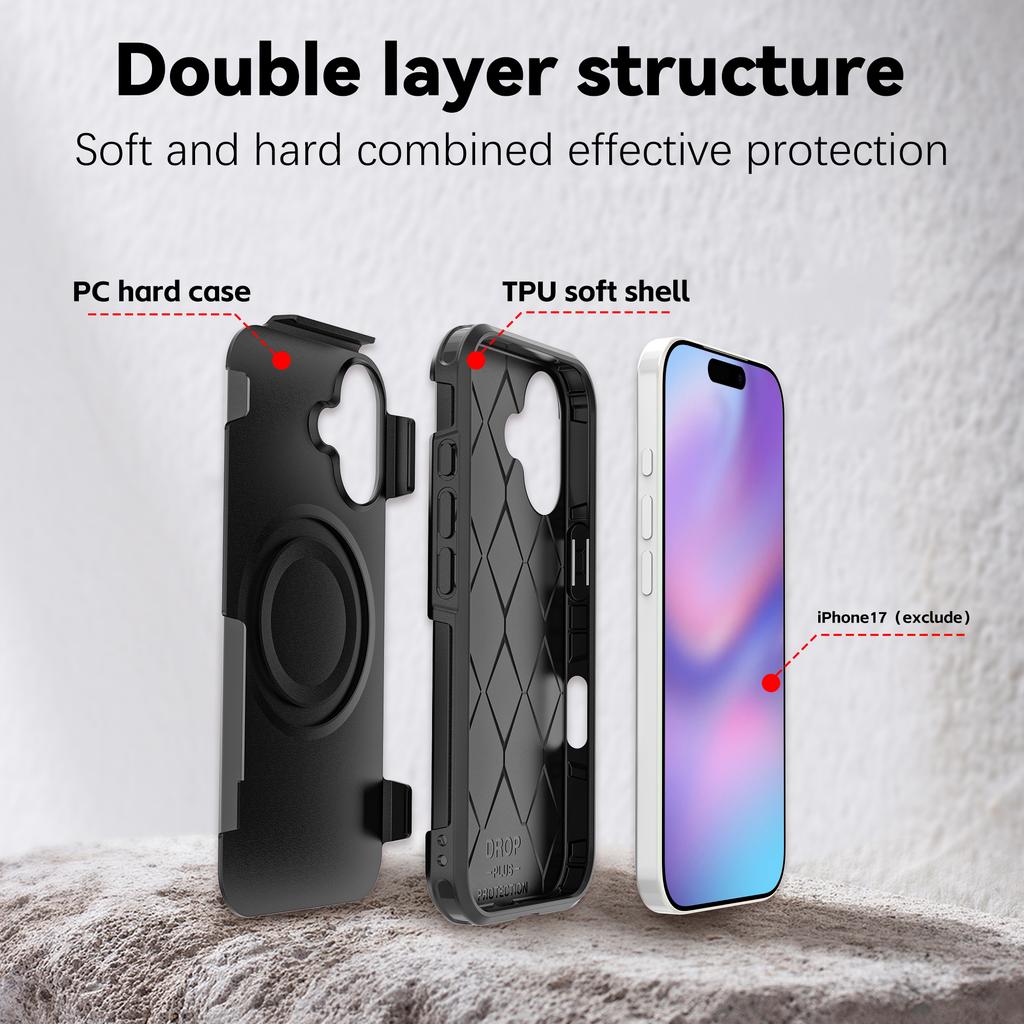 For iPhone 17 Case Compatible with MagSafe PC+TPU Anti-drop Phone Cover