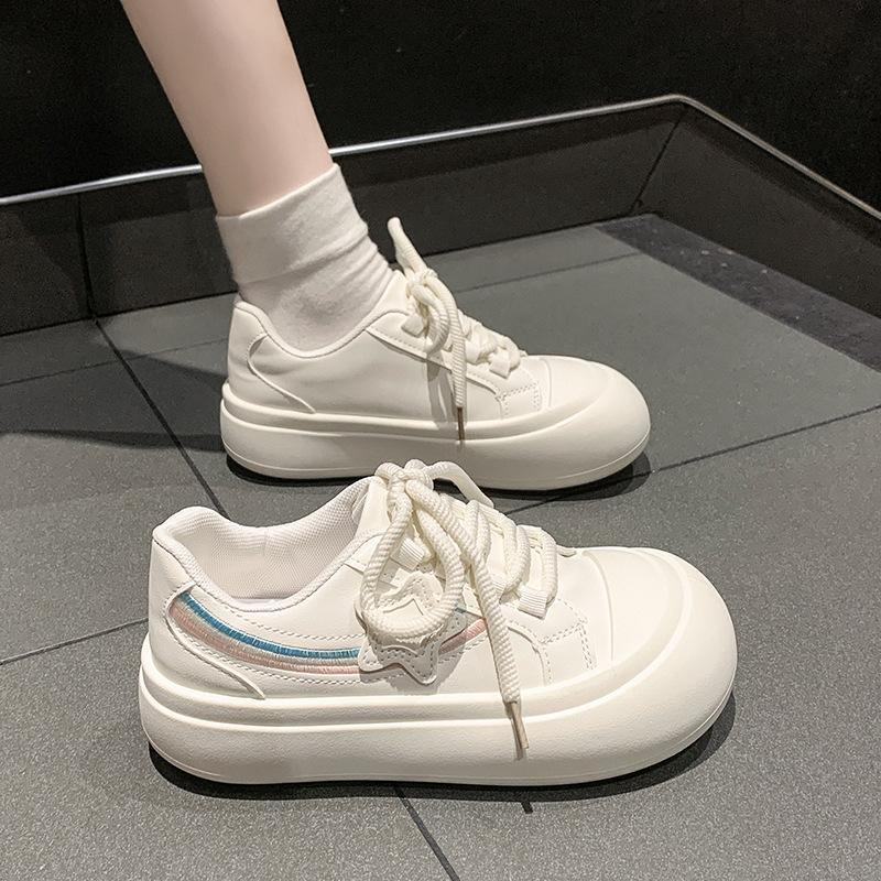 Platform White Shoes Women's Spring New Versatile Stars Sports and Leisure Board Shoes Tide