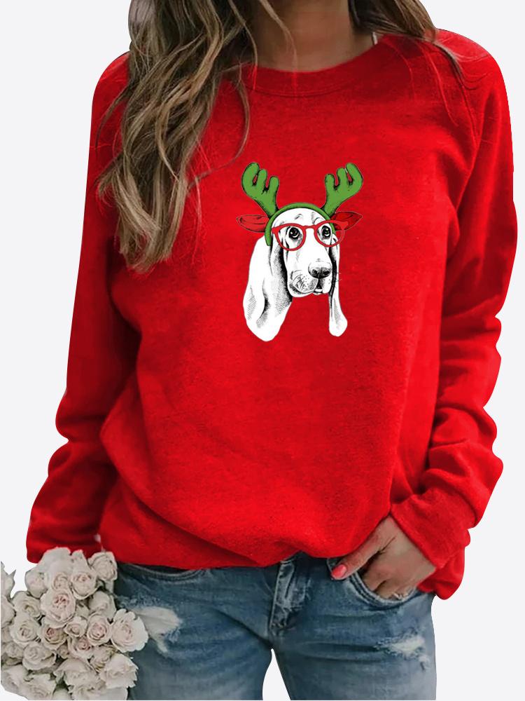 Frauen Winter Kleidung Floral Gedruckt Casual Sweatshirt Langarm Tops T-shirt Damen Rundhals Pullover Pullover