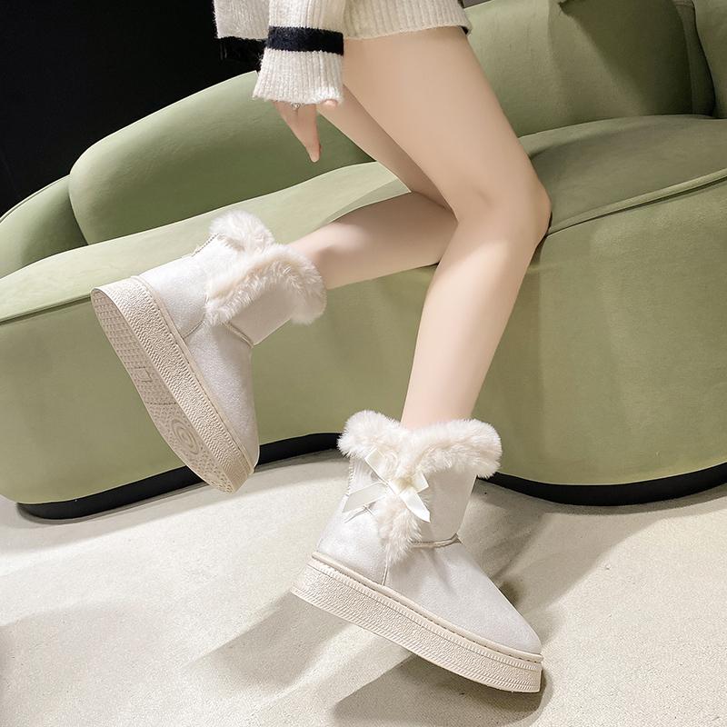 2025 Winter New suede Thick Sole Chelsea Snow Boots Women's Fashion All-in-one Thick Fleece Warm Snow Cotton Shoes 4545