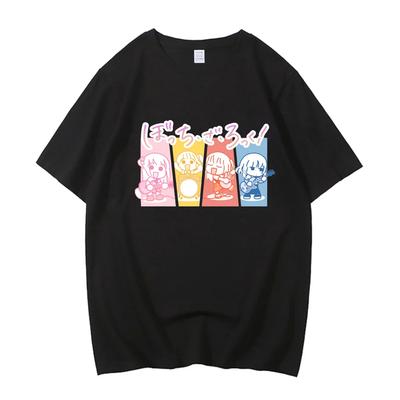 Mais Vendidos Unissex Anime Cos BOCCHI THE ROCK Hitori Gotoh Ljichi Nijika Algodão Casual Manga Curta Camisetas Alta Qualidade Streetwear