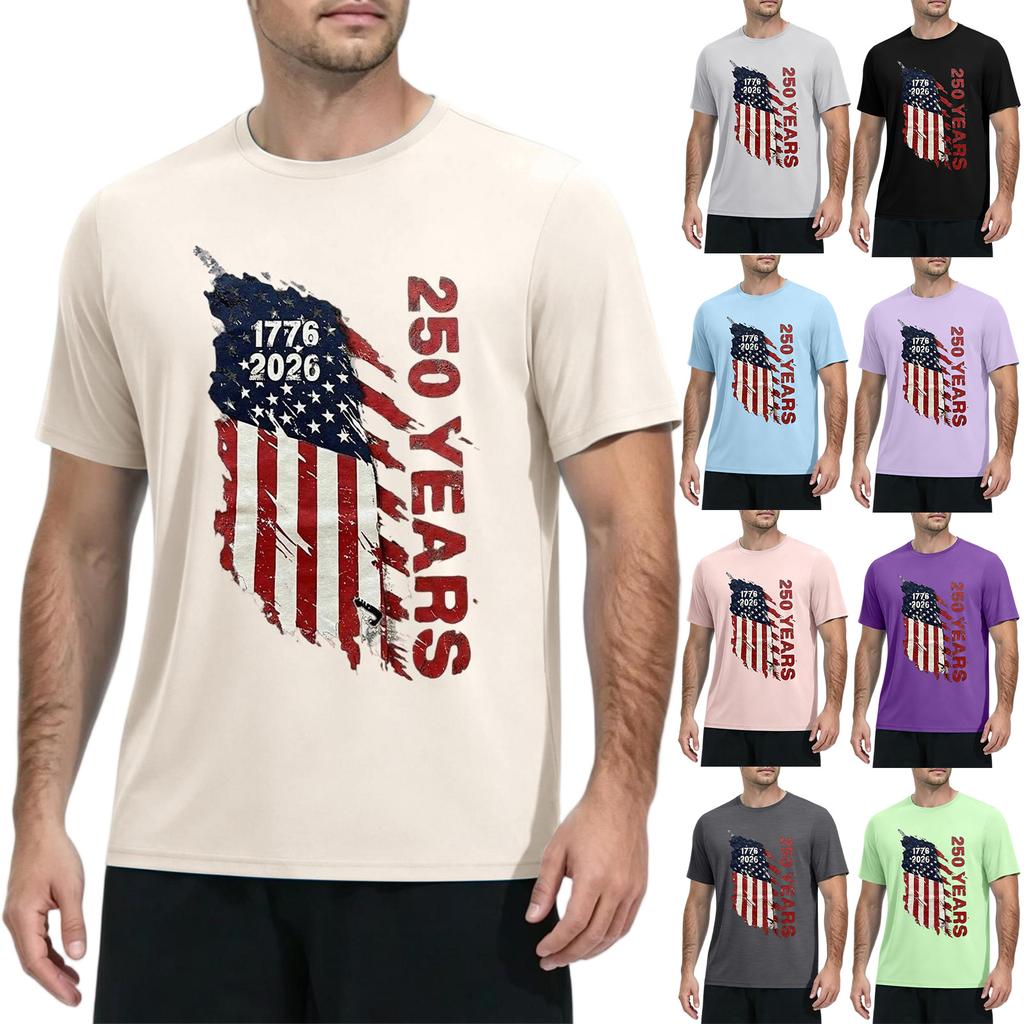 Men's Quick Dry Short Sleeve T Shirt Lightweight Athletic Fitness Tee Breathable Moisture Wicking Workout Top
