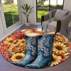 Cowboy Boots Round Area Rug,Carpet Rug for Living Room Bedroom Sofa Playroom Decor,Non Slip Floor Mat