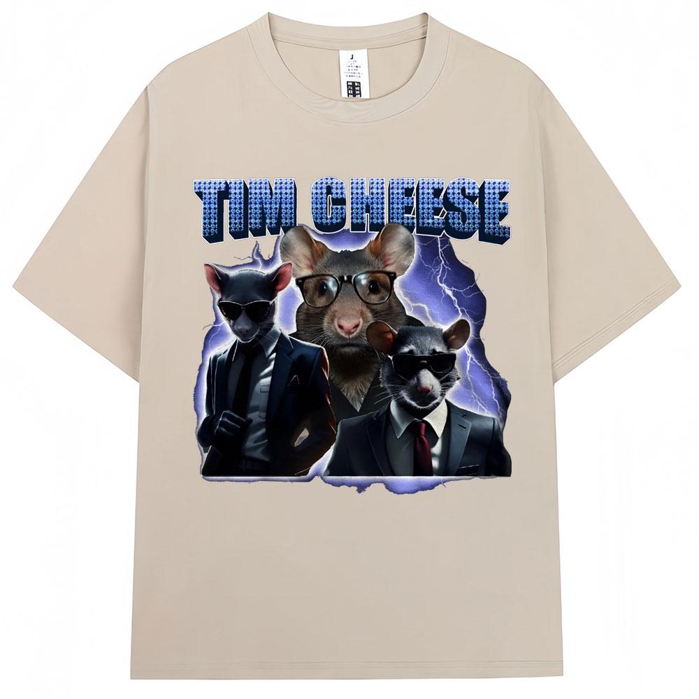 Tim Cheese Funny Rat Meme Graphic T Shirts Fashion Vintage Men Women Tshirt Casual Cotton Oversized Tshirts Male Streetwear