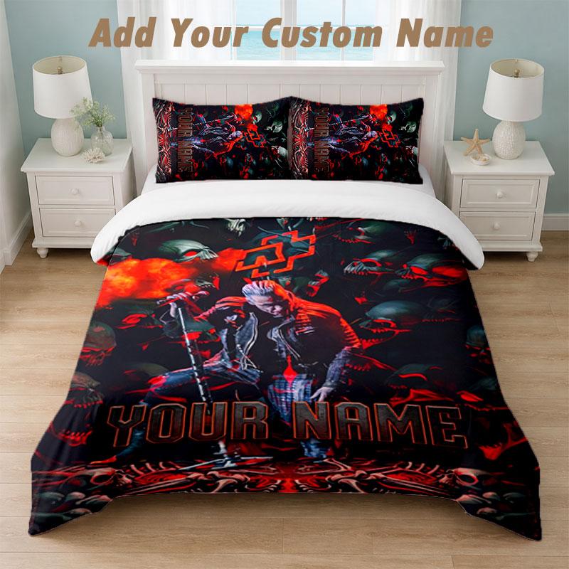 Bedding Set 1 Duvet Cover 2 Pillowcases Rammstein Print Soft Bed Linen Bedroom Decor