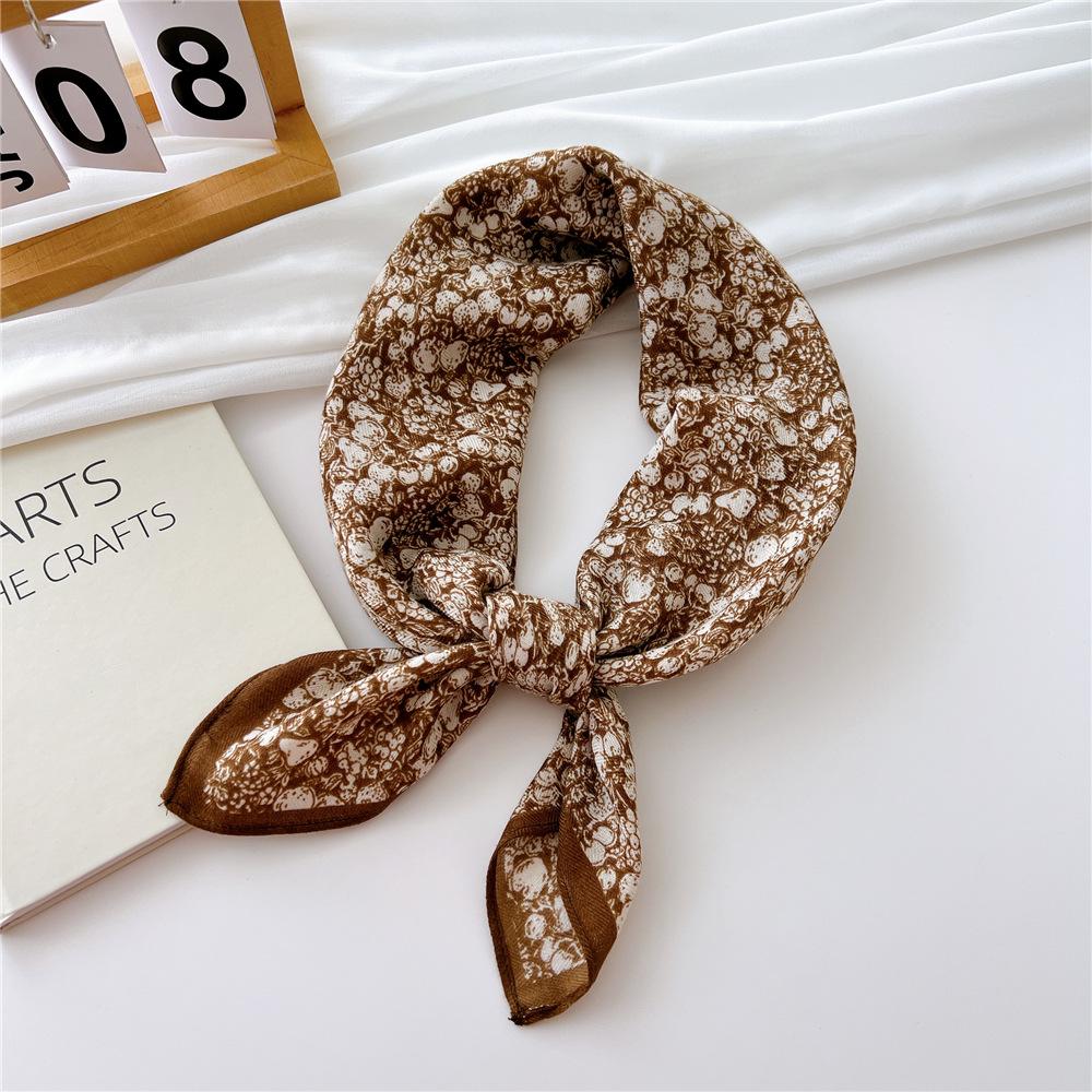 Eșarfă pătrată mică din bumbac și in Eșarfă din mătase Primăvară și toamnă pentru femei Stil nou artistic și versatilă la modă Esarfă cu bentiță cu temperament