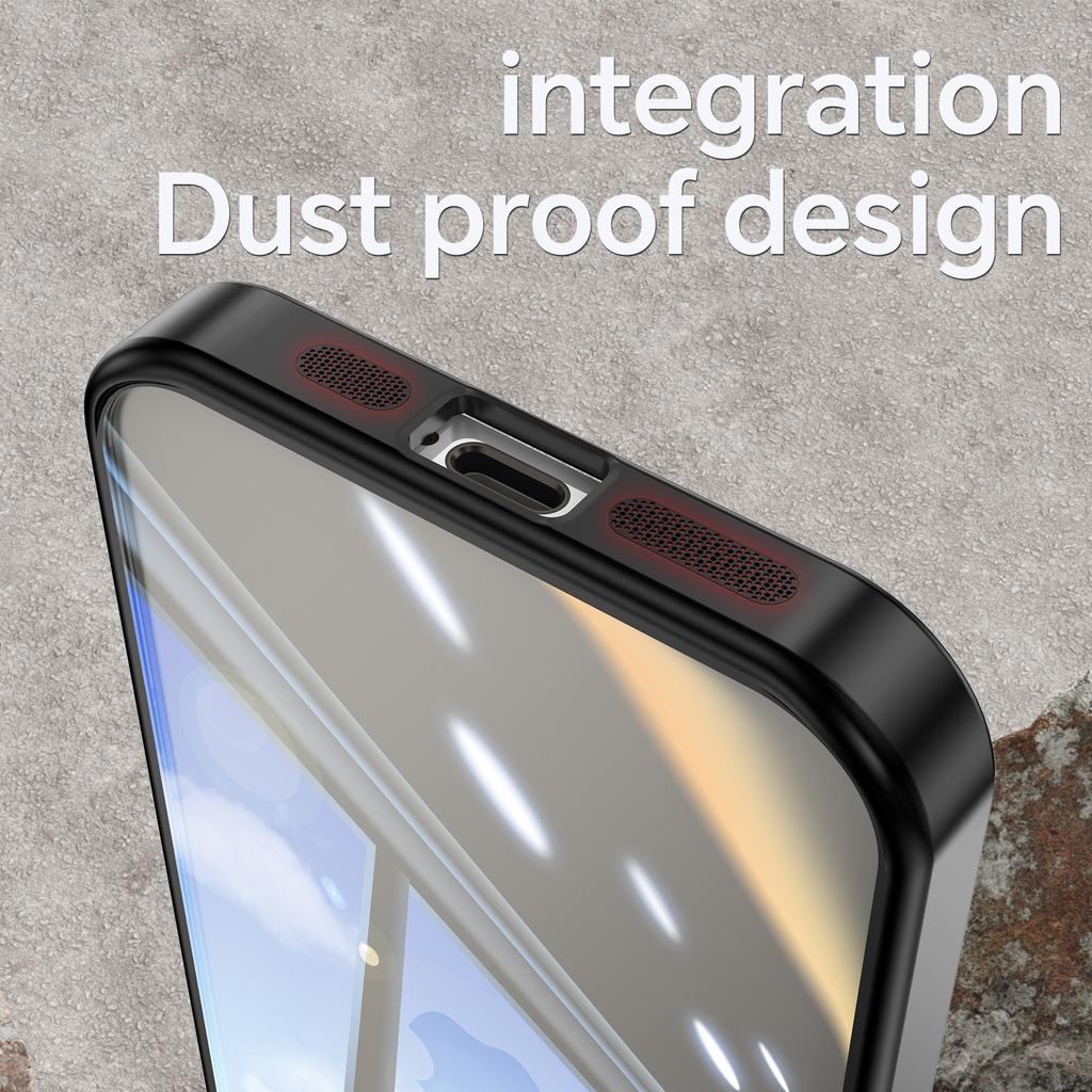 For iPhone 14 Plus TPU Case WANLONFENG Shockproof Clear Phone Cover with Tempered Glass Film