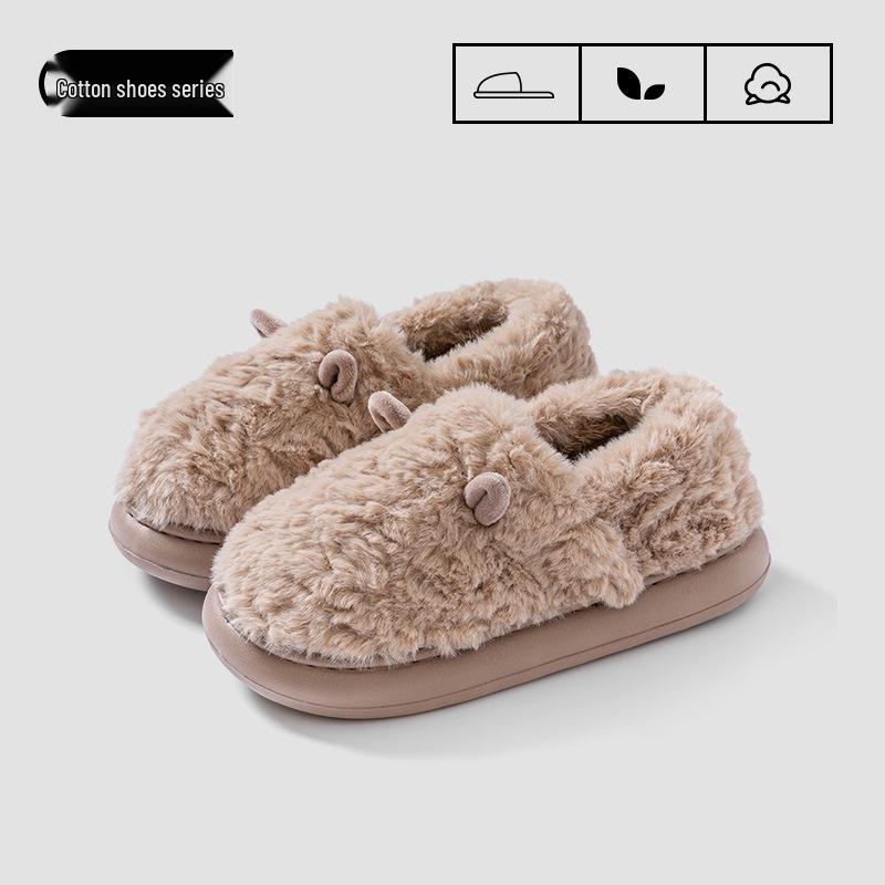 Women's Thick-Soled Cute Cotton Slippers - Non-Slip, Plus Velvet, Indoor/Outdoor Winter Heel-Covering Shoes, 2025 New Style.
