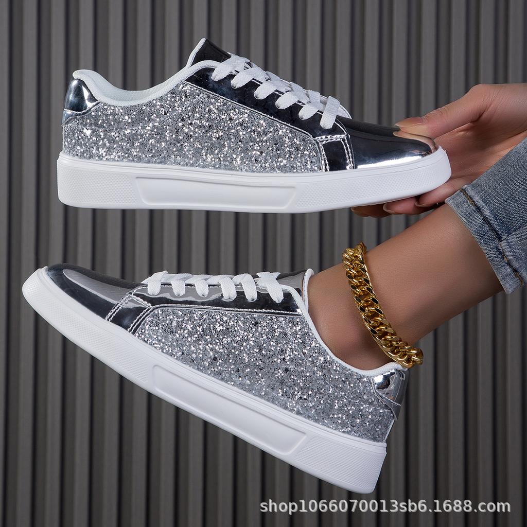 Glitter Shoes Casual Shoes Outdoor Fashion Versatile Student Casual Shoes Breathable and Lightweight