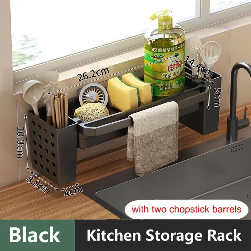 Kitchen Sink Organizer Drain Rack Self-draining Shelf Sponge Holder Dishcloth Faut Storage Soap Drainer Kitchen Acssories