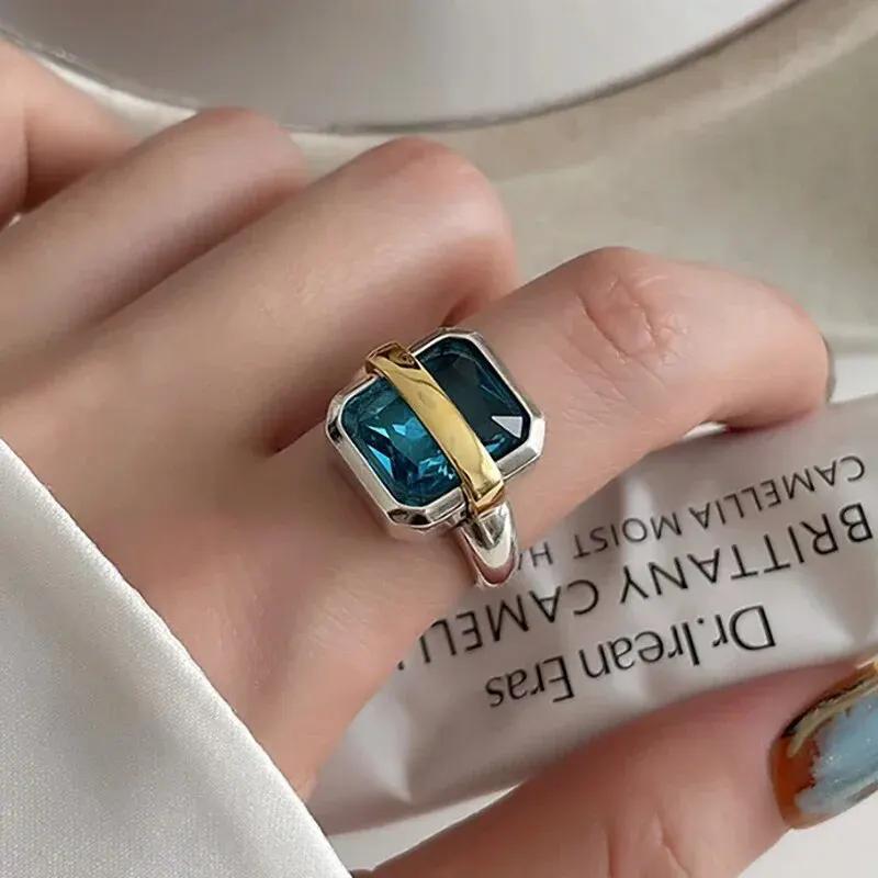 925 Silver Rings Fashion Hip Hop Vintage Couples Creative Black Stone Design Thai Silver Party Jewelry Birthday Gifts