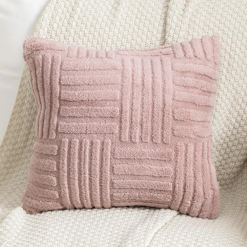 B030 Soft Throw Pillows Woven Plush Falai Pile Pillow Cover Solid Color Sofa Cushion Plain Color Double-sided Pillows