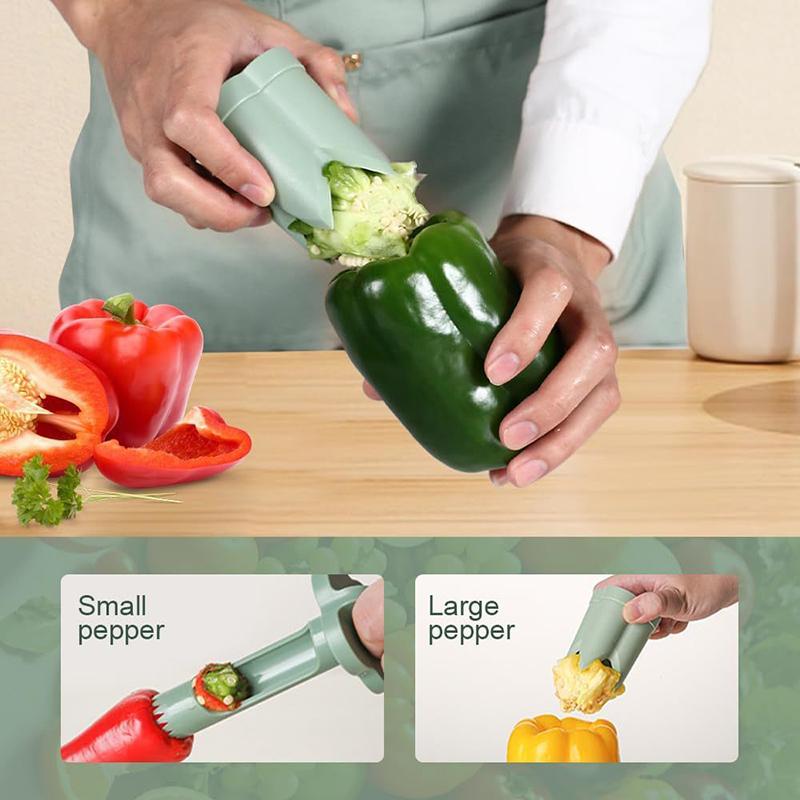 2-in-1 Fruit Pepper Corer Manual Seed Extractor for Red Yellow Green Peppers Versatile Tool for Kitchen Home Use