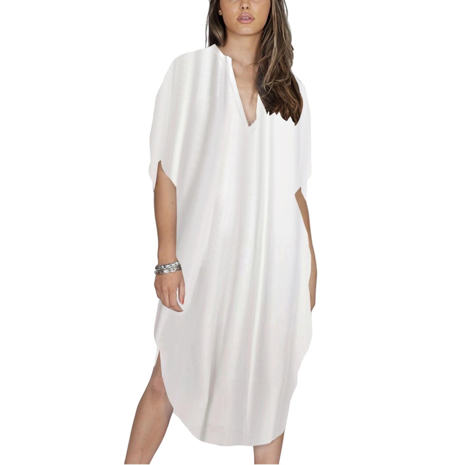 

Пляжная накидка с красочным цветочным принтом, свободный халат для отдыха, бикини, рубашка от солнца One Size белый