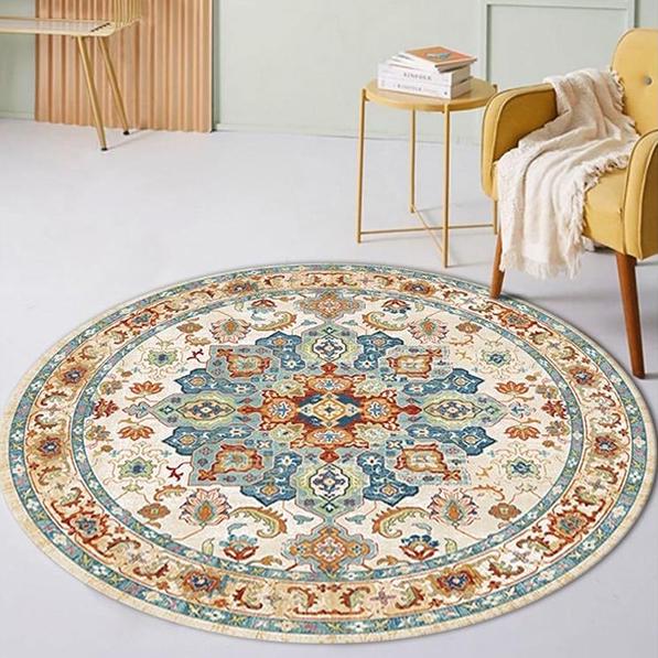 Moroccan Style Living Room Decoration Round Carpet Large Area Rugs for Bedroom Home Rocking Chair Floor Mat Washable Lounge Rug