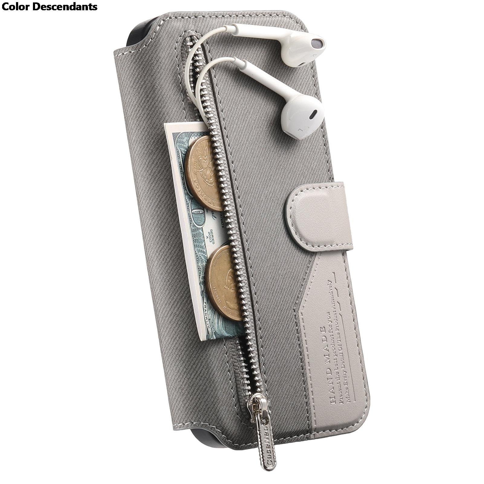 

Detachable Zipper Leather Wallet Case For iPhone 17 Air 11 15 14 13 12 16 Pro Max 16E 5G Luxury Cover for iPhone 16 Plus Etui iPhone 16 сірий колір