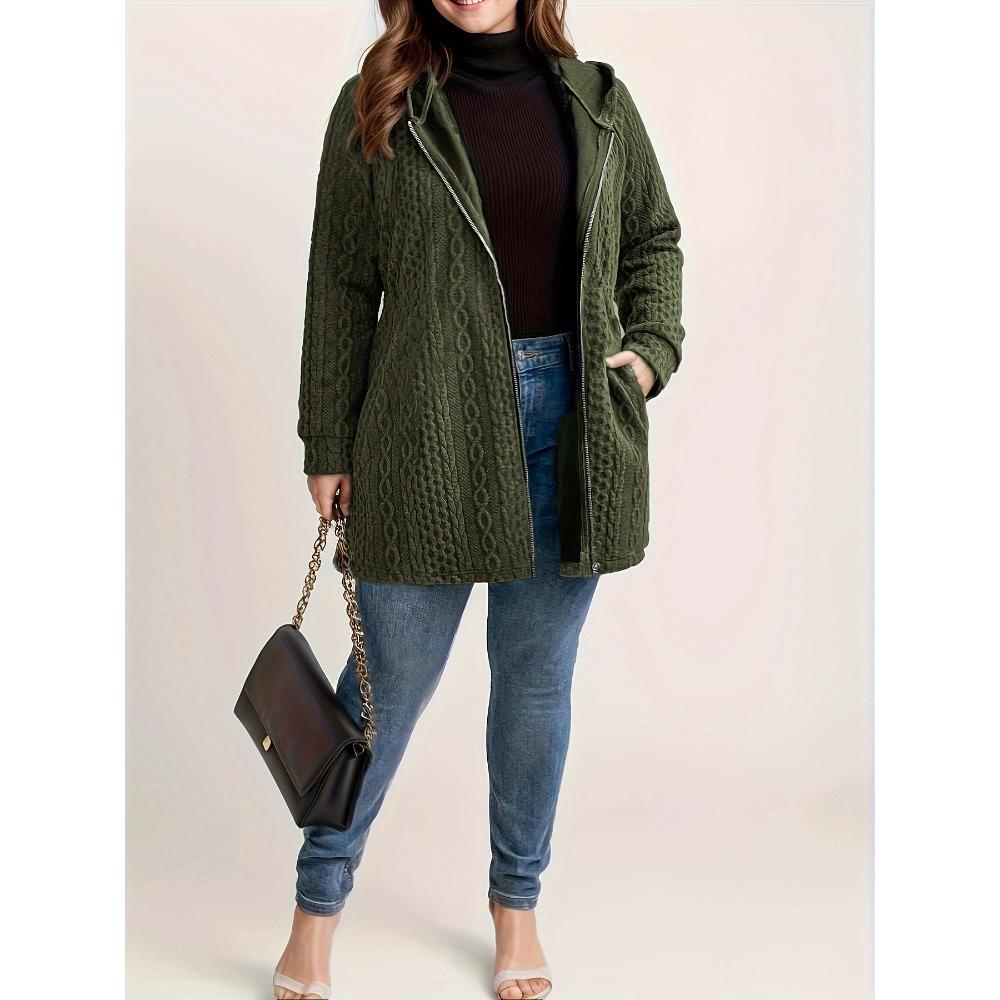 Damen einfarbiger Hoodie mit Wellenstich und aufgesetzter Tasche, lockere lässige Langarm-Herbst-Winter-Oberteile