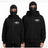Oversized Street Style Hooded Sweatshirt, Face Mask, Ninja 404, High-end Hoodie Zipper Not Found