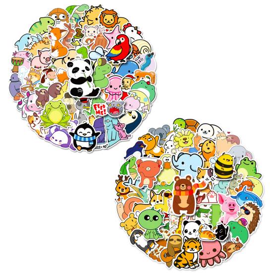 50Pcs Graffiti Sticker Waterproof Clear Printing DIY PVC Cute Cartoon Animal Pig Pattern Laptop Skateboard Decal Stationery Supplies