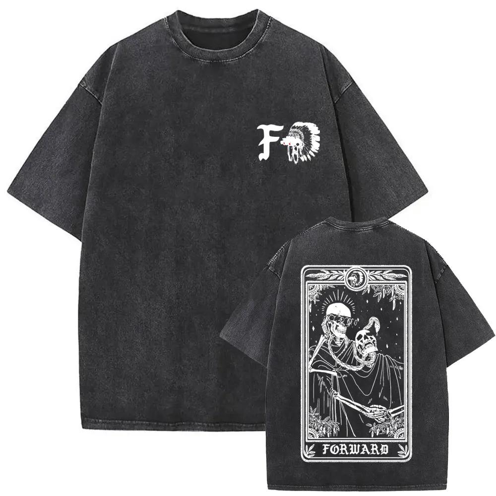 Washed Fight Vintage Forward Observations Group Battle Tribe From The Grave Pull Over Print T-shirts Skeleton Male Tees