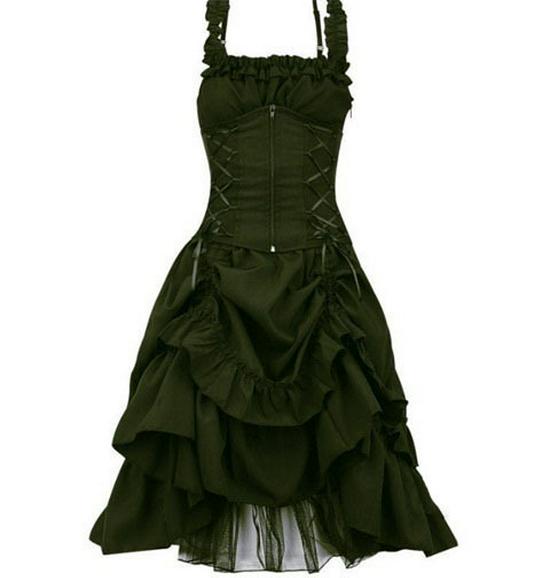 Euro-American Gothic Lolita Ball Gown: Slim, Irregular Lace-up Corset Dress