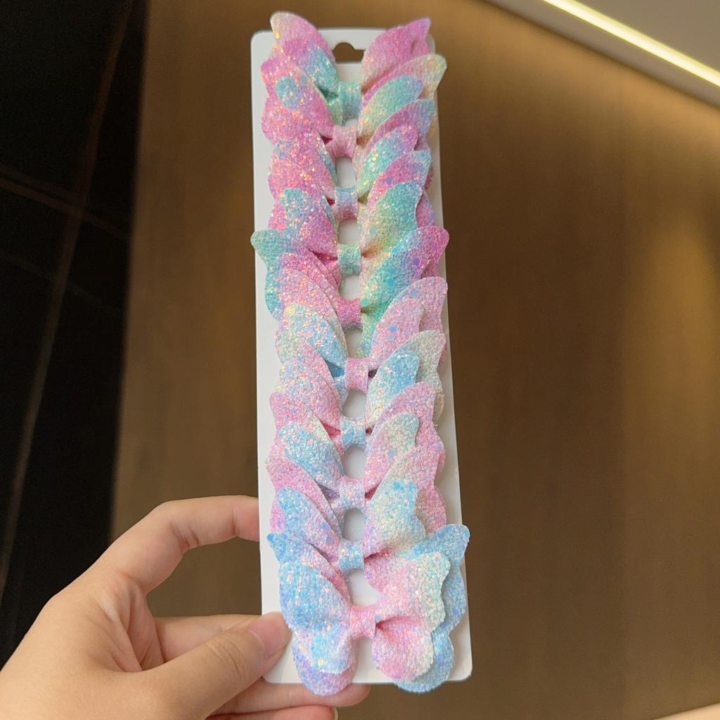 10 Stück Feste Schmetterlings-Haarschleifen und Haarspangen Baby Mädchen Leder Kinder Haarschmuck Haarnadeln Haarspangen Kopfschmuck Geschenk