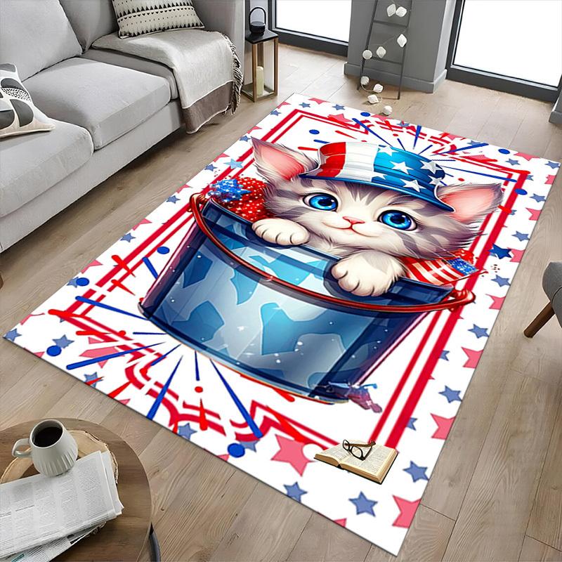 1PC Kitten Flag Extra Large Non Slip Floor Carpet, Office, Family, Studio Large Area Rug Indoor Rugs, Bold Statement Piece