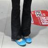 Sheepskin version~ French bow round head ballet single shoes women's small blue shoes gentle wind one pedal flat shoes
