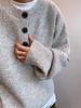 Men's Winter 2025 Henley Collar Slub Yarn Knit Pullover Sweater - Loose Fit with Soft Arctic Fleece