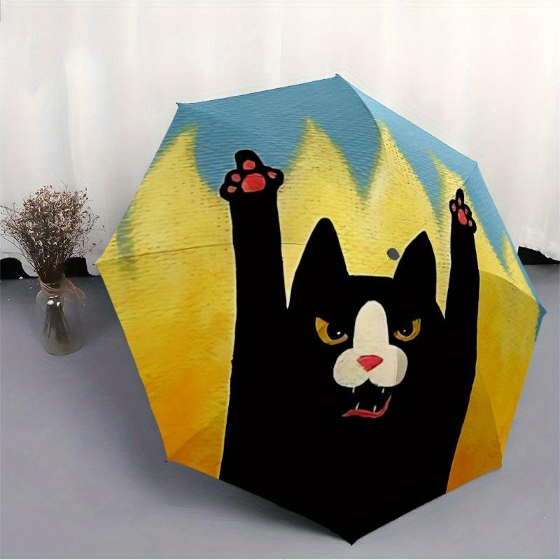 1pc Flame Cat Auto Open/close, All-Season Portable Folding Umbrella for Women & Men, Travel, Everyday, Formal Events - Compact Luxury Parasol, Outdoor
